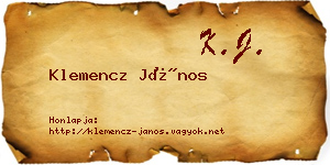 Klemencz János névjegykártya