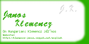 janos klemencz business card